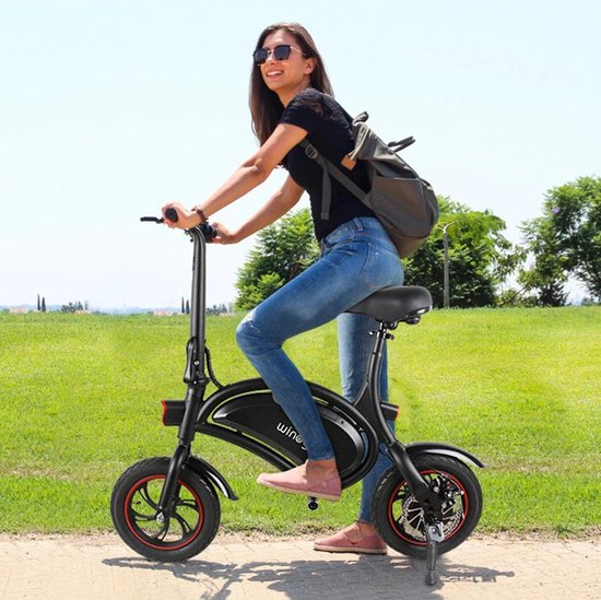 MoovWay B3 Elektrische fiets, Elektrische step met zadel voor volwassenen. Snel opvouwbaar, 350 watt motor, Max. Snelheid 25 km/u, Cruise control met 12'' Inch Luchtbanden - Wind-goo