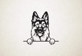 Duitse herder - German Shepherd Dog - hond met pootjes - XS - 24x26cm - Zwart - wanddecoratie