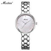 Longbo - Meibin - Dames Horloge - Zilver/Wit/Parelmoer - 28mm