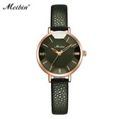 Longbo - Meibin - Dames Horloge - Groen/Rosé/Groen - 27mm