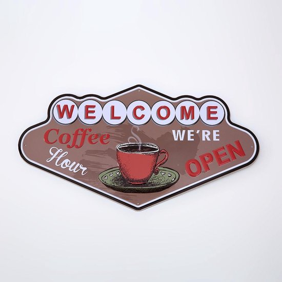 afstuderen Dankbaar tijdelijk Welcome coffee - Metalen borden - Metal sign - Bar decoratie - Metalen  decoratie - UV... | bol.com