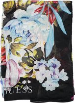 Guess Printed Kefiah 130X130 Dames Sjaal - Zwart