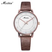 Longbo - Meibin - Dames Horloge - Bruin/Rosé/Wit - 28mm
