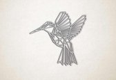 Line Art - Kolibrie 2 - S - 45x49cm - EssenhoutWit - geometrische wanddecoratie