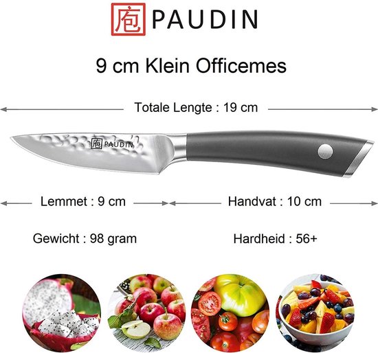 PAUDIN HP6 Couteau à Légumes Professionnel 9 cm - Couteau Japonais - Couteau à éplucher - Martelé