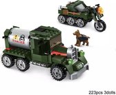 C16 - Duitse tankwagen en een SD.KFZ.2 motor - 223 onderdelen en 3 mini-figuren - WW2 Bouwstenen - Lego fit  - Soldaten - Tank - Army - Bouwstenen - Wapens - Geweren - Brick - Twee