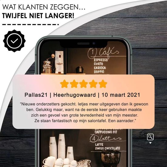 Luxe Leren Onderzetters met Houder - 16 stuks - Onderleggers voor Glazen - Glasonderzetters voor op Tafel - Coasters  - Zwart - Rond