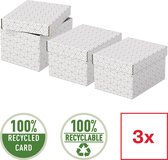 Esselte Home Duurzame Kleine Opberg- en Geschenkdoos met Deksel, Set van 3 Stuks - Geschenkverpakking - 100% Gerecycled Karton en 100% Recyclebaar - Wit