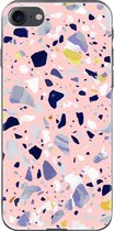 Apple iPhone 7 Telefoonhoesje - Transparant Siliconenhoesje - Flexibel - Met Marmerprint - Terrazzo - Roze