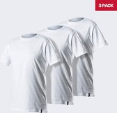 LebasQ - Steve's T-shirt voor heren - 3 pack - met Crew Neck - Extra lang - Geschikt als Ondershirt - Wit - XXL - Katoen