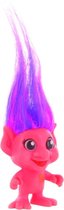 Trollen - langharig & fluor - Roze Troll - comansi 6 cm