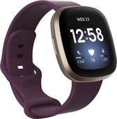 Bandje geschikt voor Fitbit Versa 3 - Maat L - Polsband - Horlogebandje - Siliconen - Auberginepaars