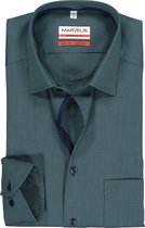 MARVELIS modern fit overhemd - groen met blauw mini dessin (contrast) - Strijkvrij - Boordmaat: 39