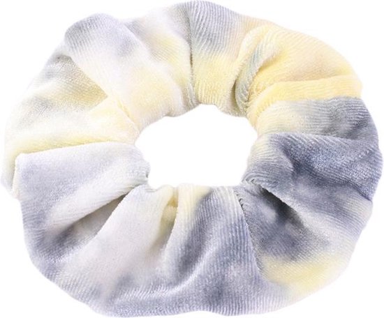 Scrunchies – Velvet Scrunchies – 2x geel/grijs – Geel/Grijs – 2 stuks – Musthave Haaraccessore – Scrunche Pack – Luxe kwaliteit – Haarelastiek – Elastiekje – Elastiek – Haarwokkel – Haarverzorging – Haarelastiekjes – Haarwikkel