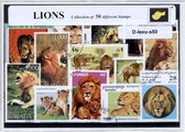Leeuwen – Luxe Postzegel pakket (A6 formaat) : collectie van 50 verschillende postzegels van leeuwen – kan als ansichtkaart in een A6 envelop - authentiek cadeau - kado tip - geschenk - kaart - leeuw - dieren - roofdieren - leeuwin - afrika - safari