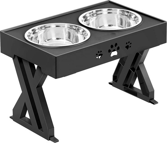 Tensfact® Voerbak Hond & Kat – Dubbele Voerbakken voor Honden en Katten – Drinkbak Huisdier – Eetbak – Geschikt voor Hondenvoer, Kattenvoer, Hondensnacks & Kattensnoepjes – Charcoal Black