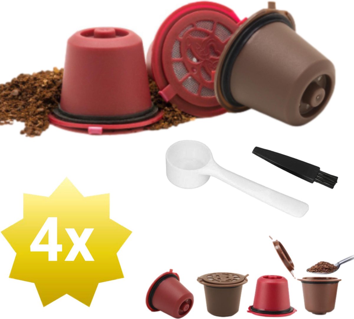 4x Herbruikbare Nespresso cups Nespresso cups Millieuvriendelijk