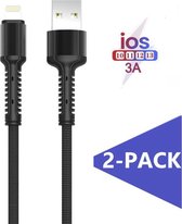 2x Lightning Oplaad en Data kabel – 5V / 2A Snellaad kabel – Oplaadsnoer Telefoon - Apple Lightning - iPhone 5/6/7/8/X/XR – Wit – 1 Meter
