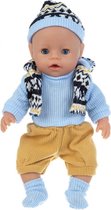 Poppenkleertjes - Geschikt voor Baby Born - Trui, broek, bodywarmer, muts en sokken - Winter outfit - Winterkleding