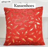 Gold bladeren Kussenhoes| Rood | 45x45 cm - diverse kleuren - polyester - case - home Decoratieve Bladeren Kussenhoes