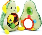 Loua's favorites Pluche Avocado knuffel met rups - educatief babyspeelgoed - baby speelgoed 0 jaar - activiteiten speelgoed - speelgoed 6 maanden - baby speelgoed - kinderwagen knu