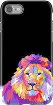 Apple iPhone SE Telefoonhoesje - Extra Stevig Hoesje - 2 lagen bescherming - Met Dierenprint - Leeuw - Roze