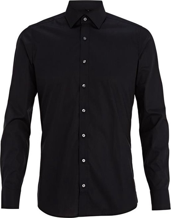 OLYMP Level 5 body fit overhemd - zwart - Strijkvriendelijk - Boordmaat: 40