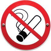 Emaille verbodsbord en wandbord verboden te roken rookverbod - 10 cm Rond