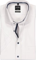 OLYMP Luxor modern fit overhemd - korte mouw - wit structuur (contrast) - Strijkvrij - Boordmaat: 44
