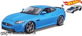 Jaguar XKR-S (Blauw) (22 cm) 1/24 Bburago + Hot Wheels Miniatuurauto + 3 Unieke Auto Stickers! - Model auto - Schaalmodel - Modelauto - Miniatuur autos - Speelgoed voor kinderen