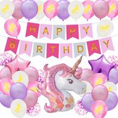 Unicorn eenhoorn verjaardag versiering decoratie feestpakket mega folieballon 42 delig XL - kinderfeestje-themafeest