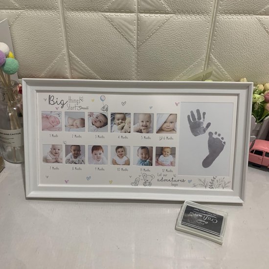 Cadre photo enfant pied main imprimer 12 mois cadre photo bébé première  année ma... | bol.com