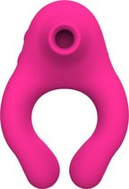 Vibrerende Penisring met Luchtdrukvibrator , Verwarmingsfunctie en Afstandsbediening - Vibrerende Cockring met Suction Cup - clitoris zuiger, heating function and remote control