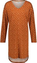 Cyell ART OF DOT dames nachthemd lange mouwen - roestbruin met dots - Maat 44 Roestbruin met dots maat 44 (XXL)