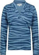 CYELL LE TIGRE Dames Pyjamashirt Lange Mouw - Blauwe Tijgerprint - Maat 42