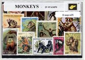 Apen – Luxe postzegel pakket (A6 formaat) - collectie van 25 verschillende postzegels van apen – kan als ansichtkaart in een A6 envelop. Authentiek cadeau - kado - kaart - aapje -