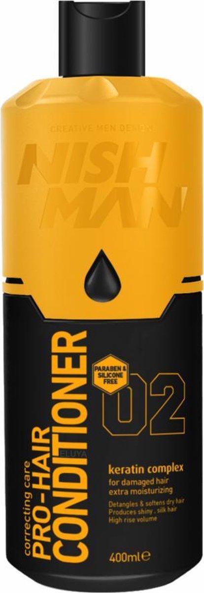Nish Man | Pro Haar Shampoo en Conditioner | met Keratine | Zout Vrij | Parabenen Vrij | Set van 2 | 400 ML