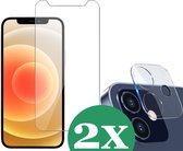 iPhone 12 Screenprotector - Screen Protector Glas voor Apple iPhone 12 en iPhone 12 Screenprotector Camera - 2 Stuks