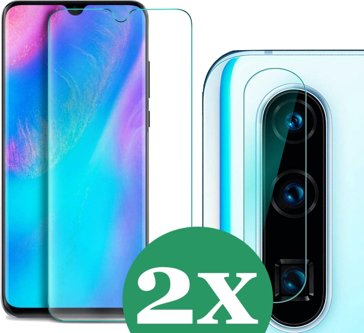 Geschikt voor Huawei P30 Lite Screen Protector Glas en Camera Screenprotector - 2 Stuks