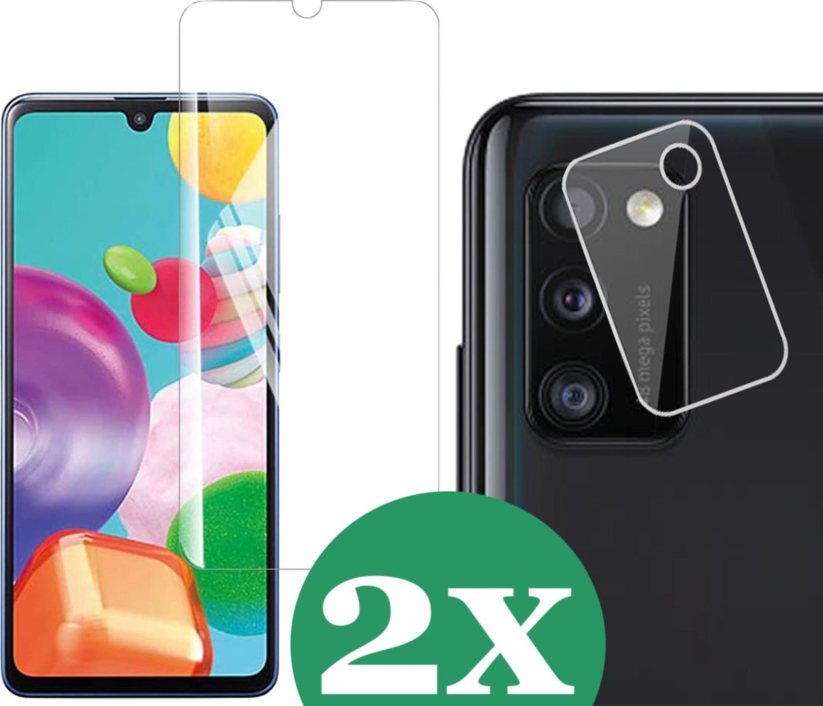 2x Screenprotector geschikt voor Samsung Galaxy A41 - 2x Camera Screen Protector Glas