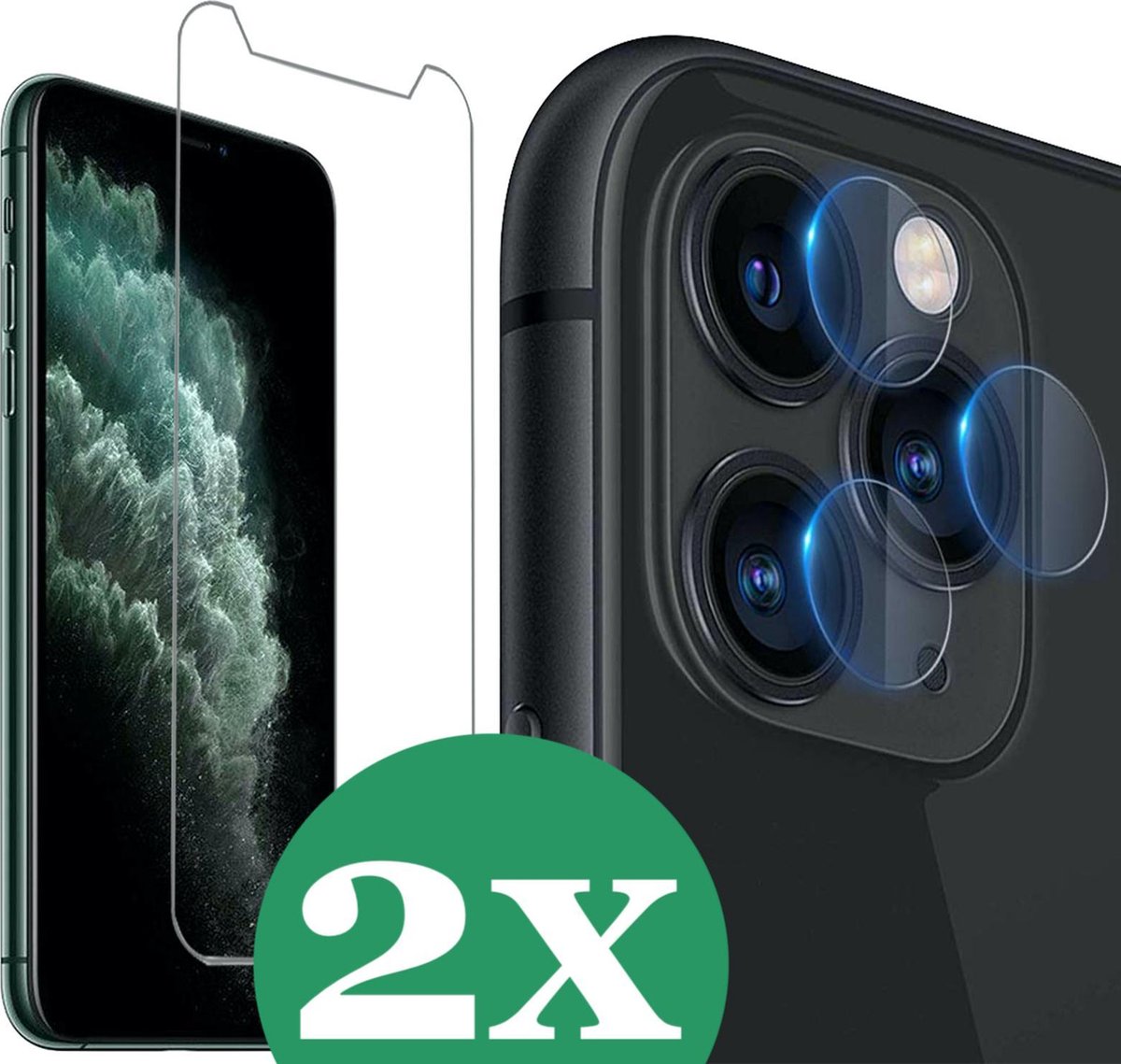 Geschikt voor iPhone 11 Pro Screen Protector Glas en Camera Screenprotector - 2 Stuks