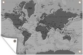Muurdecoratie Stoere wereldkaart - zwart wit - 180x120 cm - Tuinposter - Tuindoek - Buitenposter