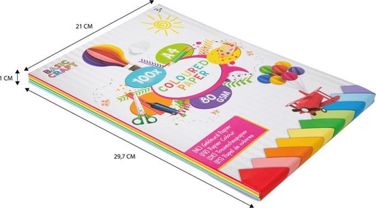 Gekleurd Papier A4 100 vellen, 80 gsm - kleurrijk origamipapier - vouwpapier -knutselpapier | knutselen voor kinderen en volwassenen