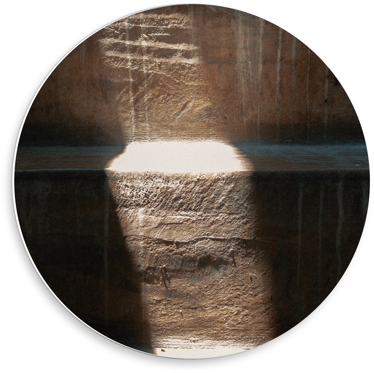 KuijsFotoprint Schilderij - Zonnestralen Houten Trap - Bruin En Oranje - 50 X 50 Cm