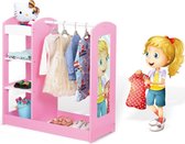 Infanton Kledingrek met Spiegel (Veilig PVC-materiaal) voor Kinderen Roze & Wit - Luxe Kleding- en schoenenrekje - Kledingkast voor Kinderen - Kledingrek voor Kinderen