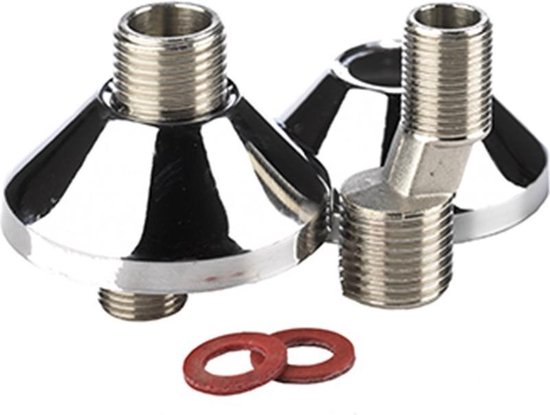 Raccord en S avec rosace par paire 1 / 2x3 / 8 chromé