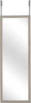 lange deur spiegel hangend | deurspiegel | Grote Hangende Visagie passpiegel Met Lijst & Deurhaak | taupe frame