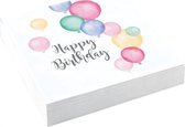 servetten Happy Birthday 16,5 cm papier pastel 20 stuks