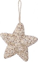 ornament ster 16 cm hout/polyester wit/bruin
