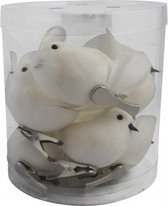 kerstversiering vogels wit 8 stuks